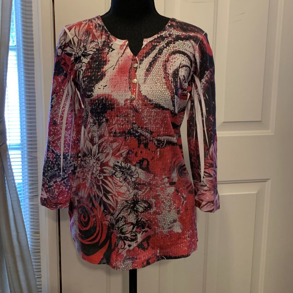 Style & Co. Women's Tunic Small, Pink White Black